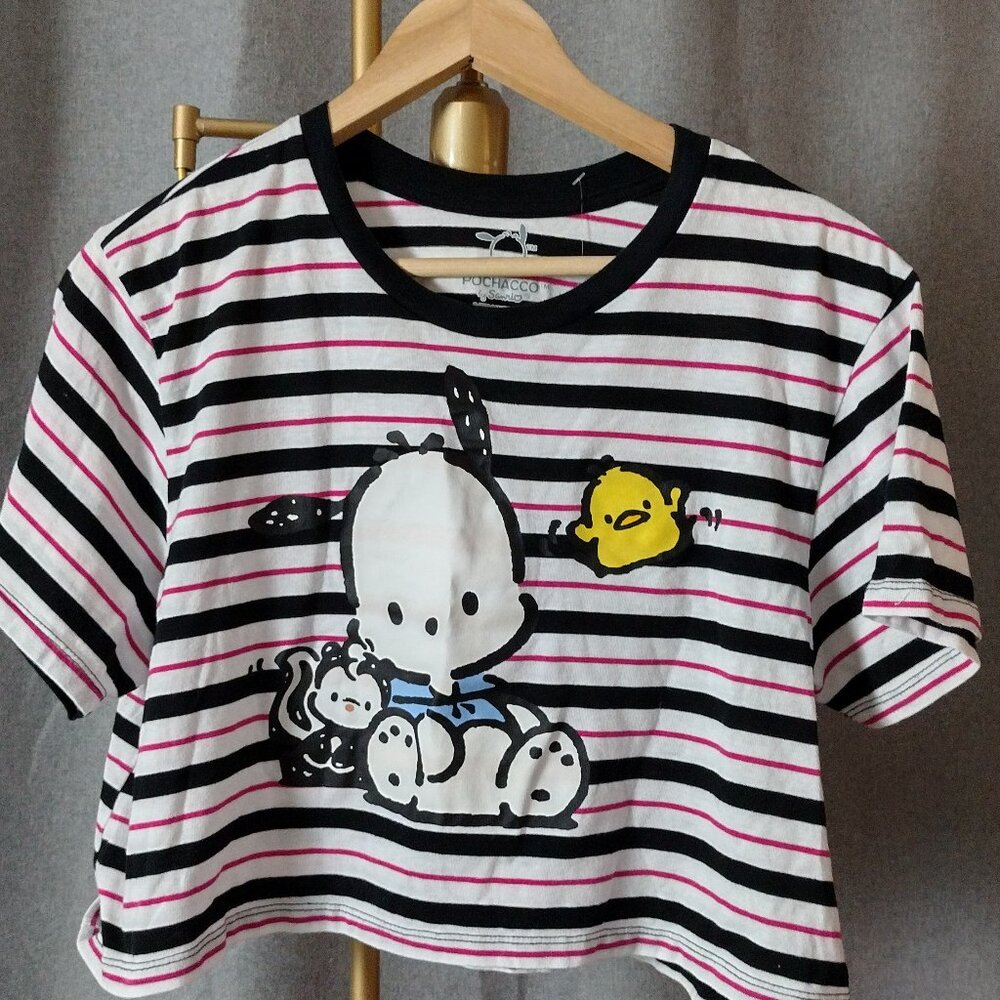 Pochacco by Sanrio Cropped T-Shirt – Women’s XL – Black/White/Pink Graphic - Picture 3 of 9